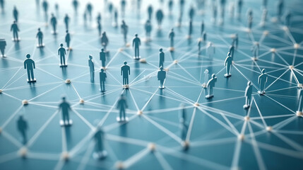 Poster - Digital Network of People Icons Connected by Lines