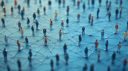 Poster - Digital Network of People Icons Connected by Lines