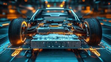 Poster - High-Powered Electric Car Battery in Futuristic Setting