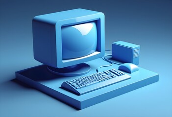 Poster - 3d computer model icon blue