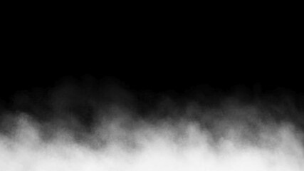 Wall Mural - Smoke in slow motion. Fog, smoke moving. Smoke clouds fog overlay floating on black background. Fume effect, vapor, gas, steam, mist. Perfect for your shots. smoke on black