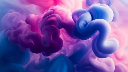 Poster - Colorful abstract display of pink and cyan smoke swirling in the air during sunset hours