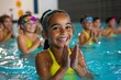 © Sanchai - Children in the pool, synchronized swimming, playful routines show off their creativity with coordinated moves