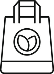 Poster - simple icon of a paper bag with a leaf logo, representing eco friendly and sustainable packaging for