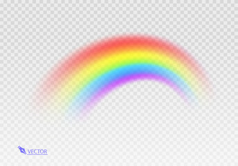 Wall Mural - Graphic rainbow with transparent background  Shape arch realistic isolated on white transparent background. Colorful light and bright design element Vector illustration