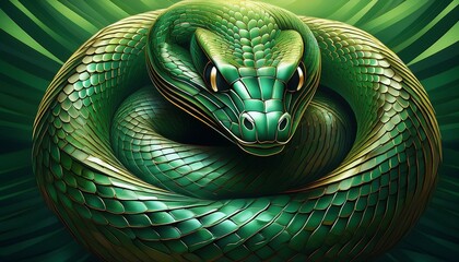 Wall Mural - green snake in front of background