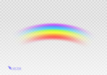 Wall Mural - Graphic rainbow with transparent background  Shape arch realistic isolated on white transparent background. Colorful light and bright design element Vector illustration