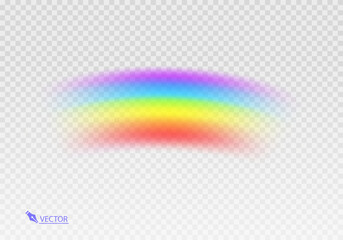 Wall Mural - Graphic rainbow with transparent background  Shape arch realistic isolated on white transparent background. Colorful light and bright design element Vector illustration