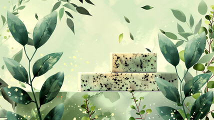 Wall Mural - Creating unique handmade soap with natural ingredients surrounded by fresh greenery