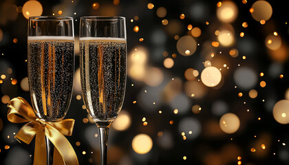 Sticker - Champagne celebration, alcohol gold color, drink, party night generated by AI