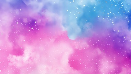 Wall Mural - pink and blue starry sky watercolour texture background