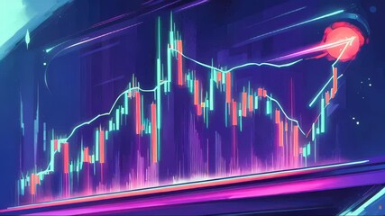 Poster - A close-up of a hand with a stylus interacting with a digital stock chart, representing market data analysis
