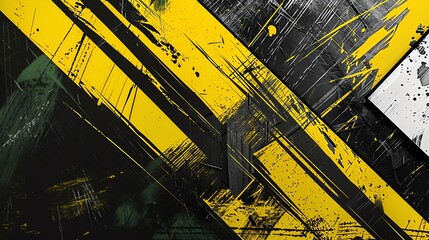 Vintage grunge flag texture with yellow and black stripe brush stroke