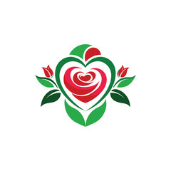 Wall Mural - Red rose logo design, black rose sample template