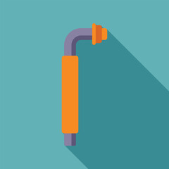 Poster - Gas welding torch icon in flat style with long shadow on turquoise background