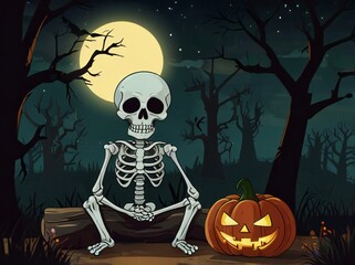 halloween background with skull and bones