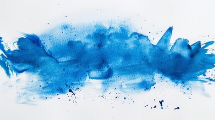 Wall Mural - vibrant blue watercolor paint strokes on white background abstract artwork