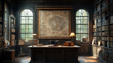 Wall Mural - A Grand Library with a View