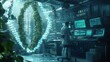 © Oulailux - A futuristic view of biotechnology, with DNA editing and synthetic biology tools.