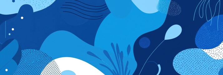 Blue background with abstract shapes and lines Generative AI