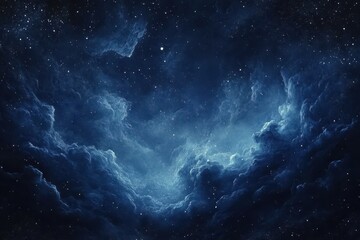 Wall Mural - Deep Space Nebula with White Stars and Blue Gas Clouds