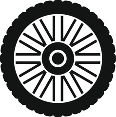 Poster - Black tire wheel icon in simple style isolated on white background
