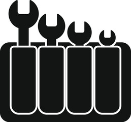 Poster - simple vector icon of a wrench storage box, highlighting the concept of organization and tool storag