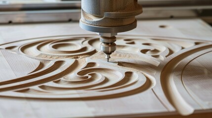 CNC Router Carving Intricate Design on Wood