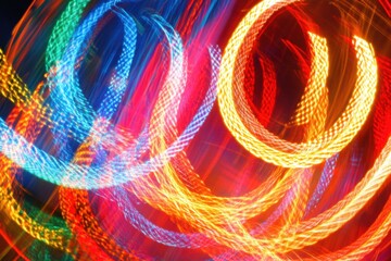 Wall Mural - Colorful light trails in motion blur background