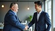 © GMeta - Corporate Diversity White and Asian Businessmen Shaking Hands in Office Setting