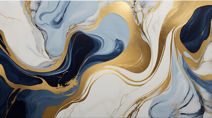 Wall Mural - Blue and Gold Marble Background