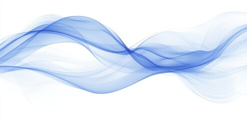 Poster - Abstract blue background with smooth lines and curves on a white canvas, creating an elegant presentation or design element for corporate technology or digital marketing Generative AI