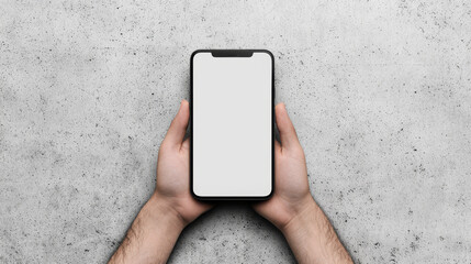 Poster - Hands holding a phone with a blank screen.