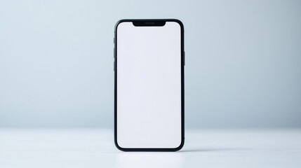 Wall Mural - Black smartphone with blank white screen.