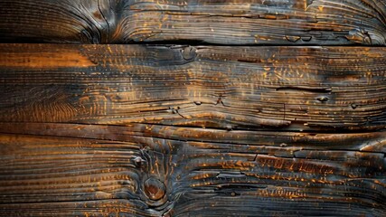 Poster - Exploring the beauty of charred wood texture in a rustic outdoor setting at sunset