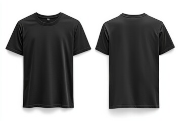 Black Tshirt Mockup Front and Back Isolated created with Generative AI