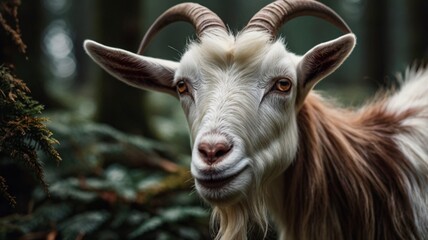 goat in the jungle in close up photo