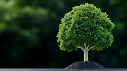 Conceptual image of a blockchain ledger as a futuristic digital tree, blockchain, digital growth, emerald green and tech blue hues