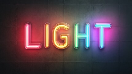 Poster - A neon sign that says light in different colors, AI