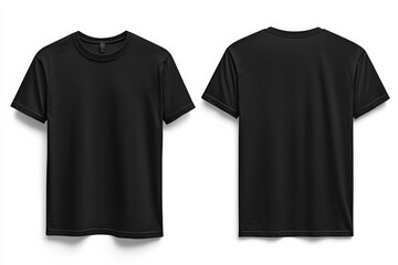 Black Tshirt Mockup Front and Back Isolated created with Generative AI