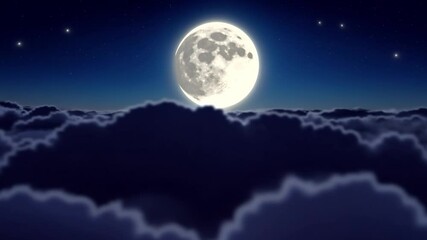 Aufkleber - full moon above clouds night sky stars clear weather natural light celestial scene video