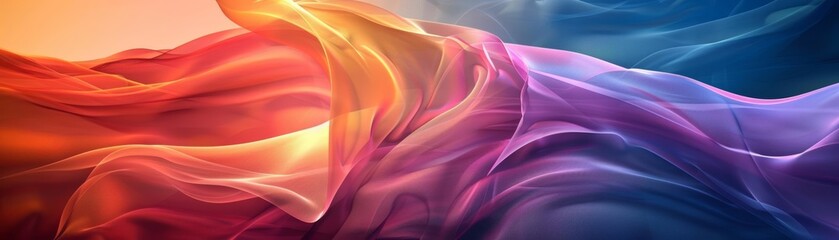 Wall Mural - Vibrant fabric waves in stunning colors blend seamlessly, creating an abstract display of movement and beauty for artistic inspiration.