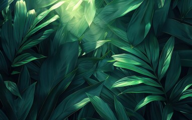 Wall Mural - Tropical Leaves in Sunlight