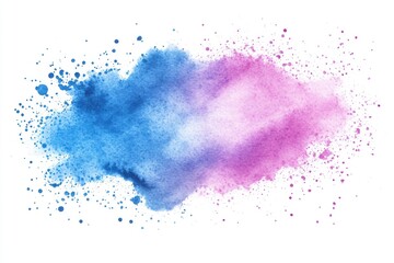 Wall Mural - Vivid blue pink watercolor splash on white background