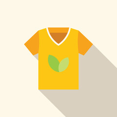 Canvas Print - Promoting environmental awareness with a simple yet impactful design, this yellow t shirt features a green leaf logo, symbolizing a commitment to sustainability