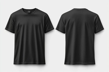 Black Tshirt Mockup Front and Back Isolated created with Generative AI