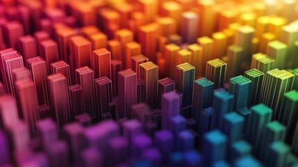 Poster - Detailed shot of a 3D stacked graph with layers of data blocks, each section in a different color, representing complex information in an easy-to-understand format.