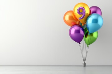 Colorful number 9 balloon bouquet for celebration