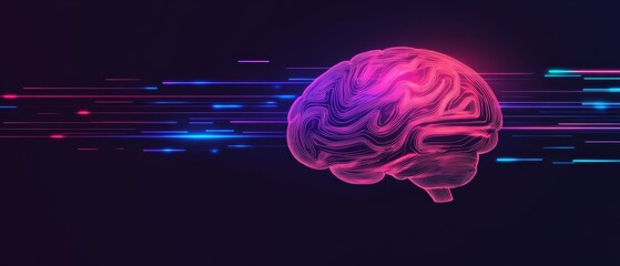 Wall Mural - A brain is shown in a purple and blue color