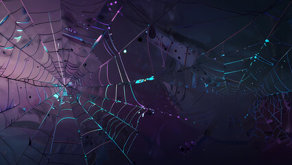 abstract spider web background with chaotic, overlapping strands that form geometric patterns